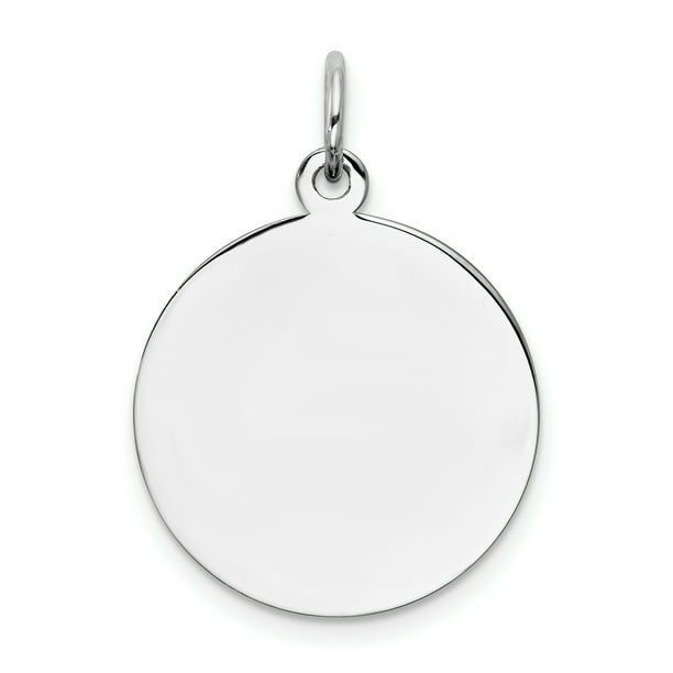 925 Sterling Silver Engraveable Round Polished Front/Back Disc Charm Pendant 